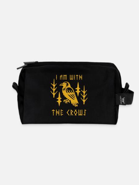 I'm with the Crows - Nordic Motif - Raven - Recycled Toiletry Zip Bag - black