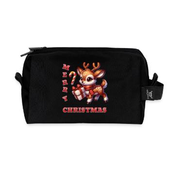 Joyeux Noël - Canne de Noël en bonbon pour renne - Trousse de toilette en tissu recyclé - noir - Devant