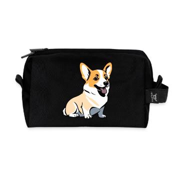 Corgi - Autocollant Chien de compagnie - Trousse de toilette en tissu recyclé - noir - Devant
