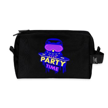 DJ Owl Party Time Graffiti Club Music Text Saying - Recycled Toiletry Zip Bag - black - Front