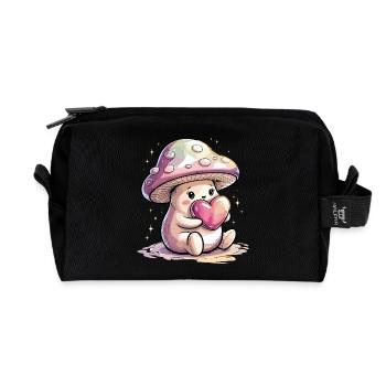 Mush-Love: Mushroom with a heart for you! - Recycled Toiletry Zip Bag - black - Front