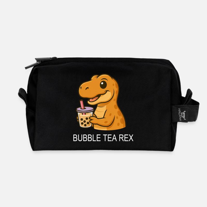 T-Rex Dinosaurier Bubble Tea Teeliebhaber Spruch - Recycelte Kulturtasche - Schwarz