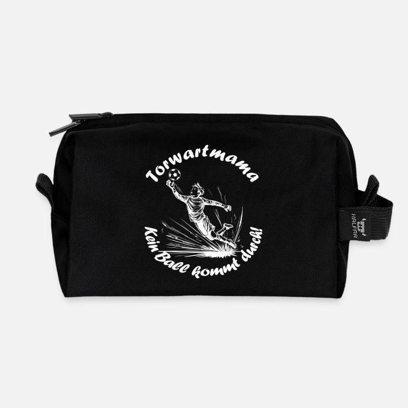 Torwart Mama - weiß - Recycelte Kulturtasche - Schwarz