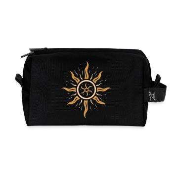 Midsummer Fire Wheel - Symbol of the Sun's Power - Recycled Toiletry Zip Bag - black - Front