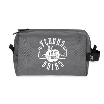Vegan Plant Strong Gains - Recycled Toiletry Zip Bag - anthracite - Front