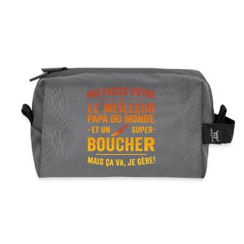 Papa boucher cadeau fête des pères Noël - Trousse de toilette en tissu recyclé - anthracite - Devant