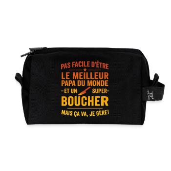 Papa boucher cadeau fête des pères Noël - Trousse de toilette en tissu recyclé - noir - Devant
