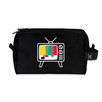 Motif de test Modèle rétro TV - Trousse de toilette en tissu recyclé - noir - Devant