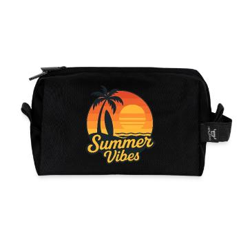 Summer Vibes – Ambiance surf rétro - Trousse de toilette en tissu recyclé - noir - Devant