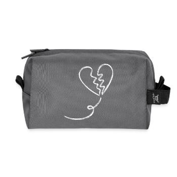 broken heart sketch painted pencil - Recycled Toiletry Zip Bag - anthracite - Front