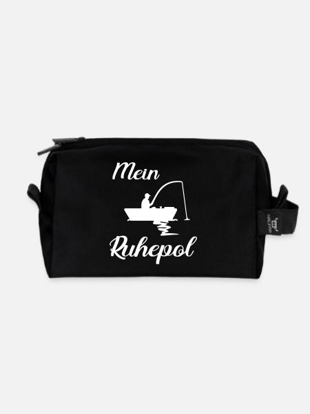 Angler Boot angeln fischen Geschenkidee lustig - Recycelte Kulturtasche - Schwarz