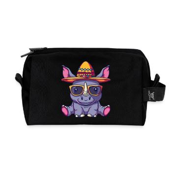 Rhino Funny Sombrero - Recycled Toiletry Zip Bag - black - Front