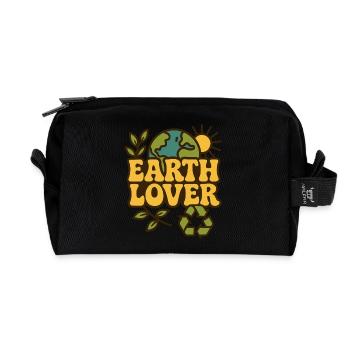 Earth Lover 70er Jahre Hippie Stil - Recycelte Kulturtasche - Schwarz - Vorne