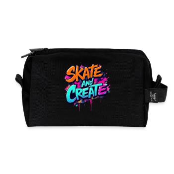 Skate and Create – Graffiti Street Art Design - Recycled Toiletry Zip Bag - black - Front