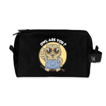 Owl are you ? - Recycled Toiletry Zip Bag - black - Front