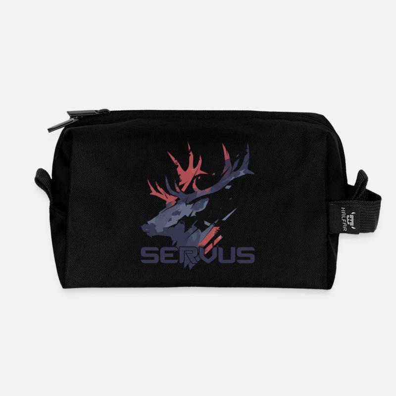 Abstrakter Hirsch mit Geweih Trachtenshirt - Recycelte Kulturtasche - Schwarz
