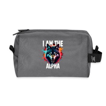 I am the Alpha Wolf - Recycelte Kulturtasche - Anthrazit - Vorne