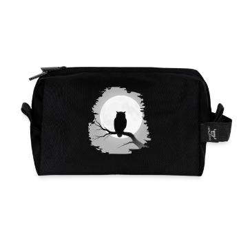 Halloween Eule Vollmond Nacht Spooky Design - Recycelte Kulturtasche - Schwarz - Vorne