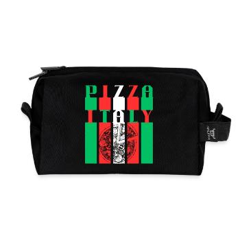 Pizza Italy Style Illustration - Recycled Toiletry Zip Bag - black - Front