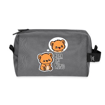 The cute bear thinks of his sweet girlfriend! - Recycled Toiletry Zip Bag - anthracite - Front