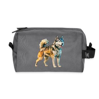 Siberian Husky - Cooles Low Poly Logo - Recycelte Kulturtasche - Anthrazit - Vorne