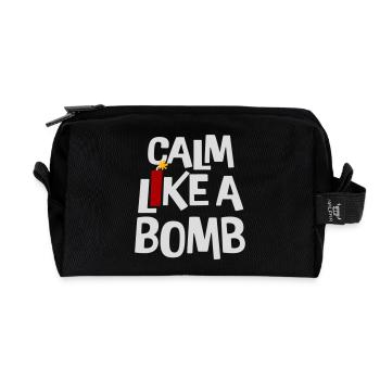 Calm Like Bomb Paradox Irony Humor Explosive Joke - Recycled Toiletry Zip Bag - black - Front