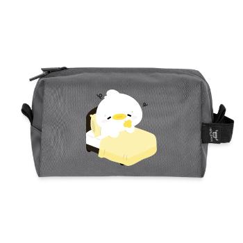 Canard douillet et endormi sur un lit jaune - Trousse de toilette en tissu recyclé - anthracite - Devant