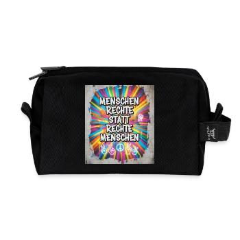 Buntes Graffiti Menschenrechte Statement - Recycelte Kulturtasche - Schwarz - Vorne