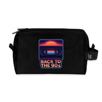 Retour aux cassettes VHS rétro des années 90 - Trousse de toilette en tissu recyclé - noir - Devant