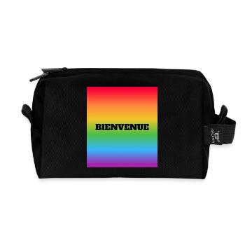 LGBT begrüßt Bienvenue auf Französisch – Regenbogen - Recycelte Kulturtasche - Schwarz - Vorne