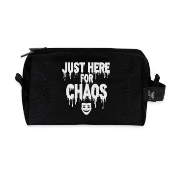 Just Here for Chaos – Provocative Saying - Recycled Toiletry Zip Bag - black - Front