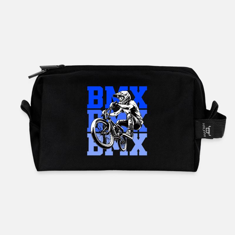 BMX Freestyle Sport Art - Recycelte Kulturtasche - Schwarz