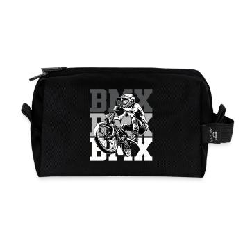 BMX Freestyle Action Urban Street Art - Recycled Toiletry Zip Bag - black - Front