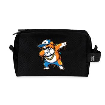Urban Bulldog Dab Street Art Illustration - Recycled Toiletry Zip Bag - black - Front