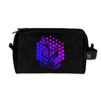 Clear windsurfing message - Recycled Toiletry Zip Bag - black - Front