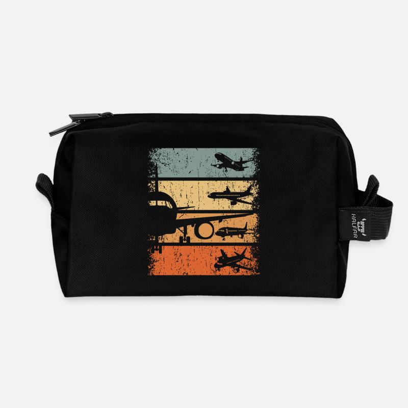 Flugzeug Pilot Retro Luftfahrt Flugverkehr Flieger - Recycelte Kulturtasche - Schwarz