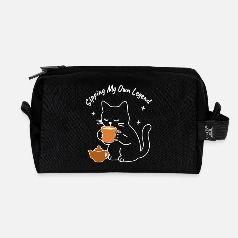 Meine eigene Legende schlürfen – gemütliche Kunstkatze - Recycelte Kulturtasche - Schwarz