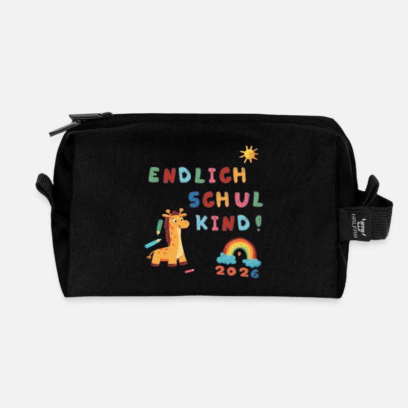 Endlich Schulkind 2026  - Recycelte Kulturtasche - Schwarz