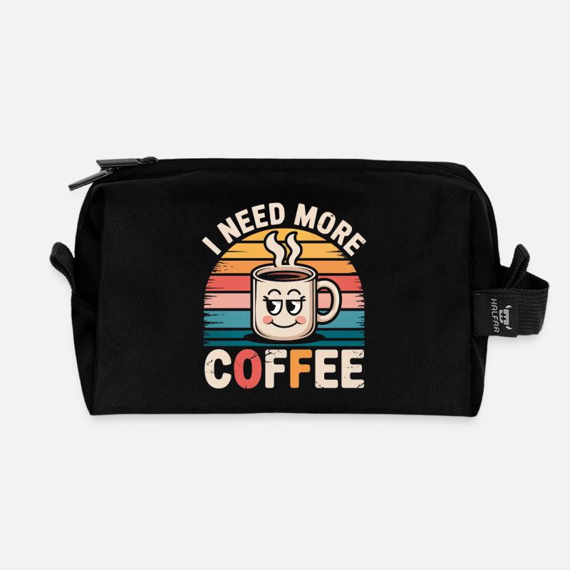 Ich brauche mehr Kaffee - Recycelte Kulturtasche - Schwarz