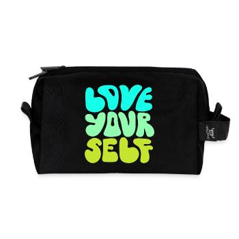 Love Yourself Positive Self Love Quote Design - Recycelte Kulturtasche - Schwarz - Vorne