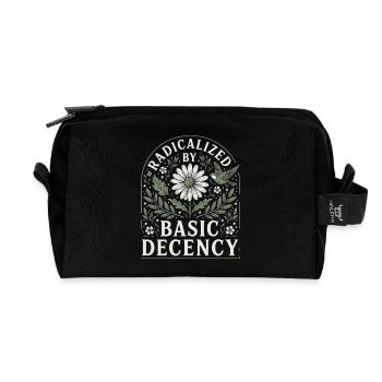 Radicalized by Basic Decency Vintage Floral Design - Recycled Toiletry Zip Bag - black - Front