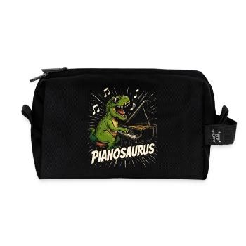 Spaßiger Pianist-Dinosaurier - Recycelte Kulturtasche - Schwarz - Vorne
