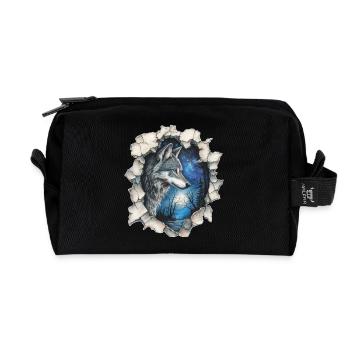 Wolf mit Sternen - Recycelte Kulturtasche - Schwarz - Vorne