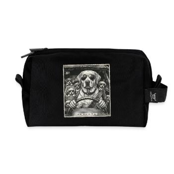 Dog family flashed - Recycled Toiletry Zip Bag - black - Front