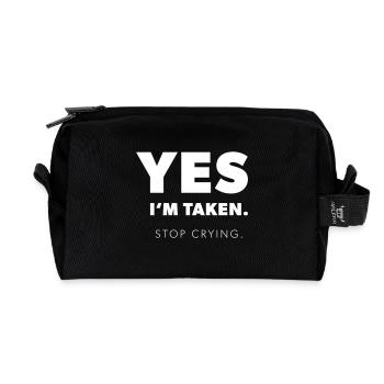 Yes, I’m Taken. Stop Crying. – Lustiges JGA-Design - Recycelte Kulturtasche - Schwarz - Vorne