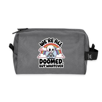 Funny Skeleton – We're All Lost - Recycled Toiletry Zip Bag - anthracite - Front