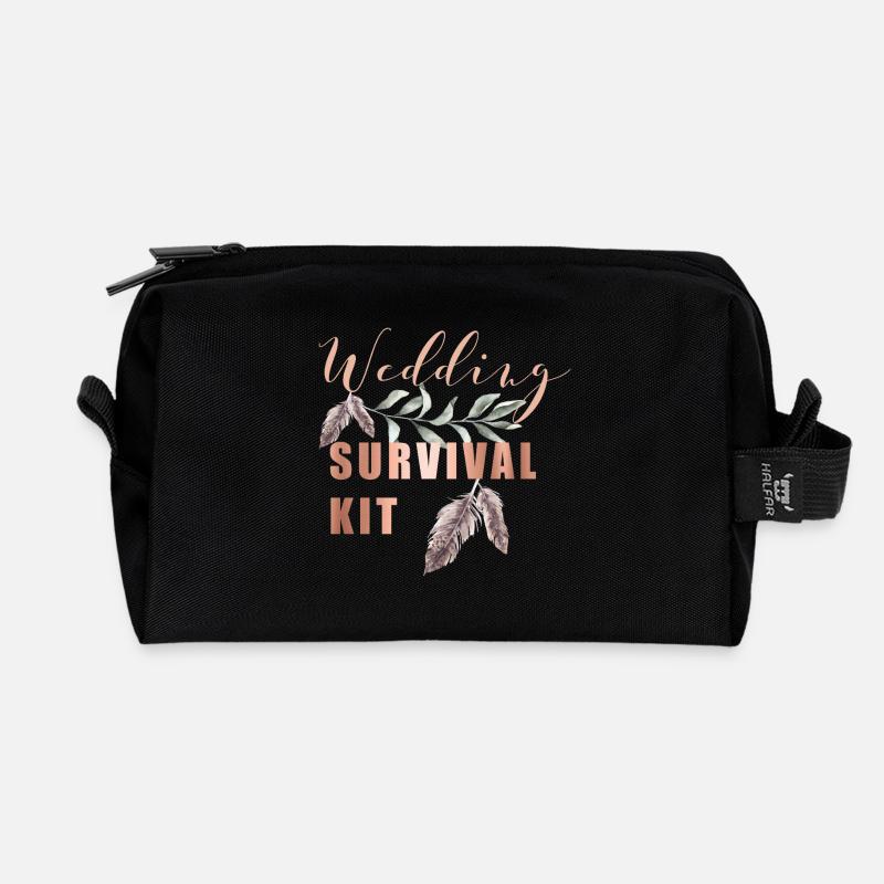 Wedding Survival Kit Emergency Bag Bride JGA - Recycled Toiletry Zip Bag - black