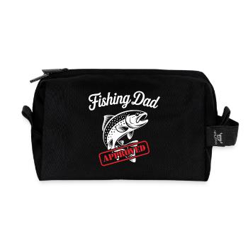 Bester Angelpapa Best Fishing Dad Approved - Recycelte Kulturtasche - Schwarz - Vorne