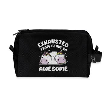 Exhausted From Being So Awesome - Recycled Toiletry Zip Bag - black - Front