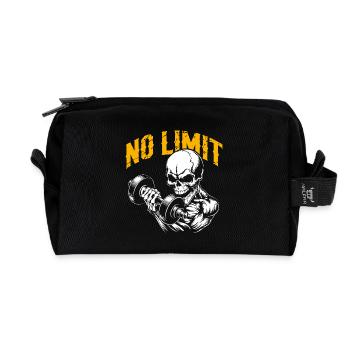 Bodybuilding Skull Workout and No Limit - Recycelte Kulturtasche - Schwarz - Vorne